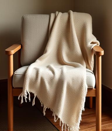 Luxury linen throw draped over a chair