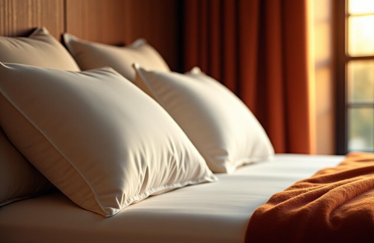 Luxury pillow setup with silk sheets