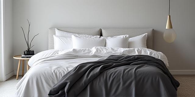 Silk and cotton bedding set in a modern bedroom